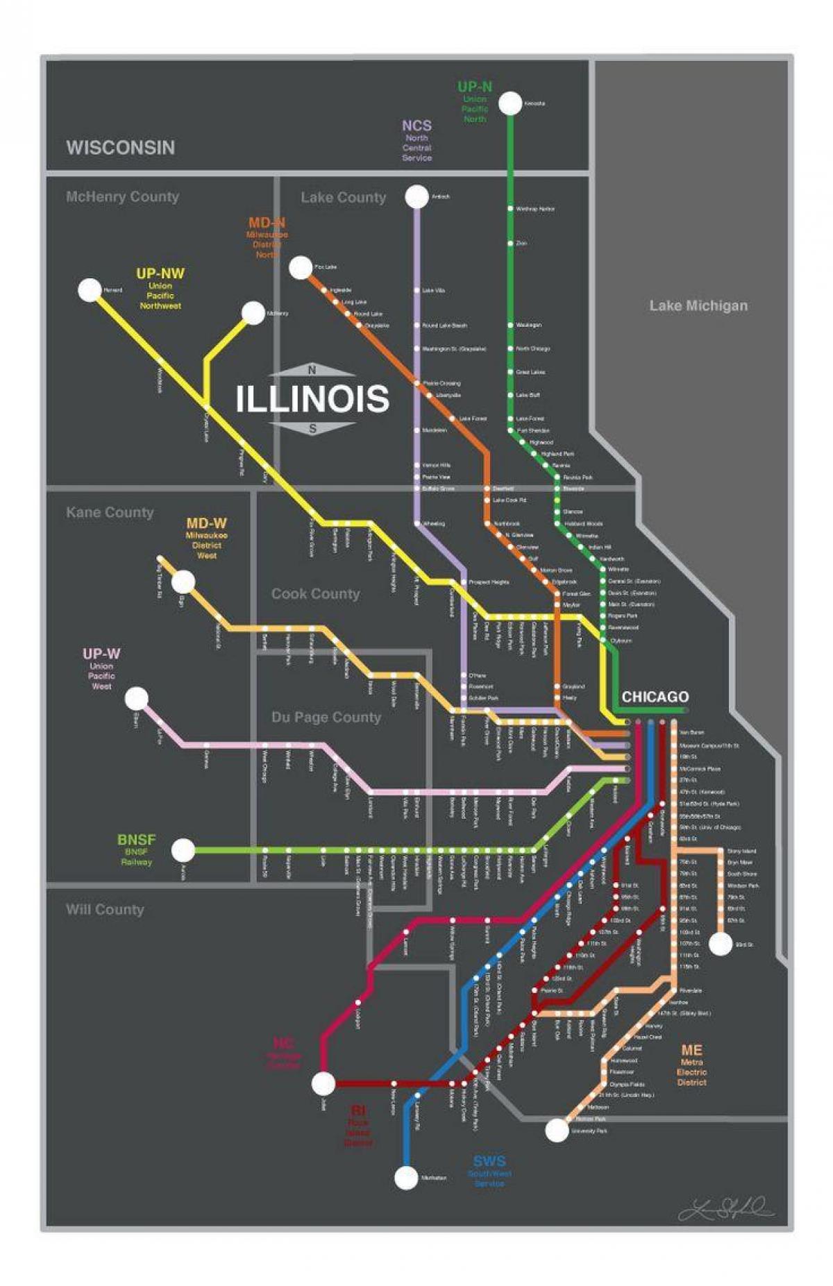 metra Чикаго газрын зураг
