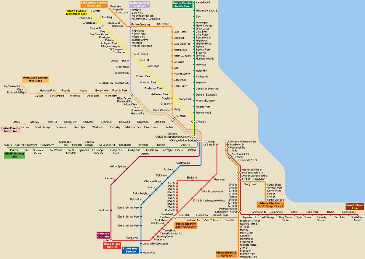 Чикаго нийтийн тээврийн газрын зураг