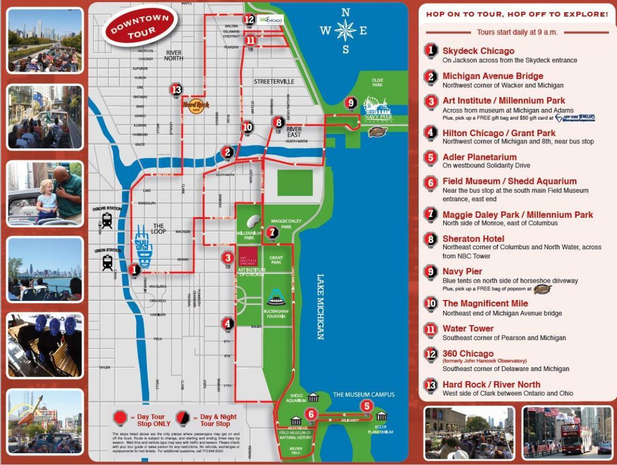 дээр хоп хоп унтраах Чикаго аялал жуулчлалын газрын зураг