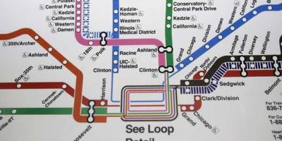 Чикаго метроны газрын зураг цэнхэр шугам